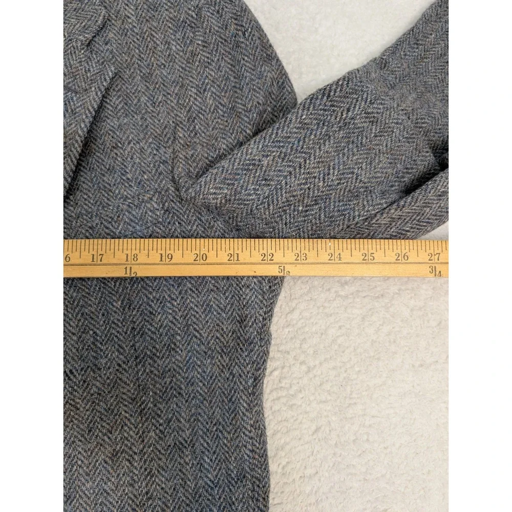 Men's VTG Joseph A Bank Blazer HARRIS TWEED SCOTTISH WOOL Gray Harringbone‎